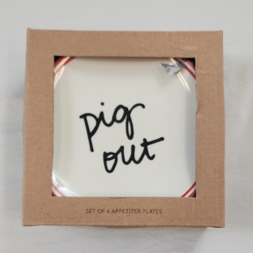 Formation Brands Dining White Appetizer Plates with Black Text Set Of 4 Plates